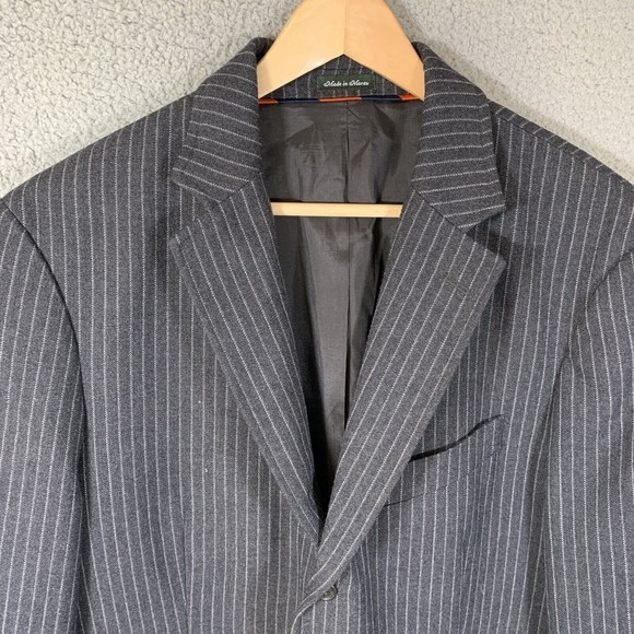 J Crew Men's Gray Pinstripe Wool Legacy 3 Button Blazer Jacket Sportcoat 42L EUC - Picture 2 of 9